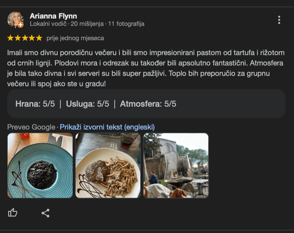 Google recenzije 5 zvjezdica - primjer ocjena i komentara kupaca